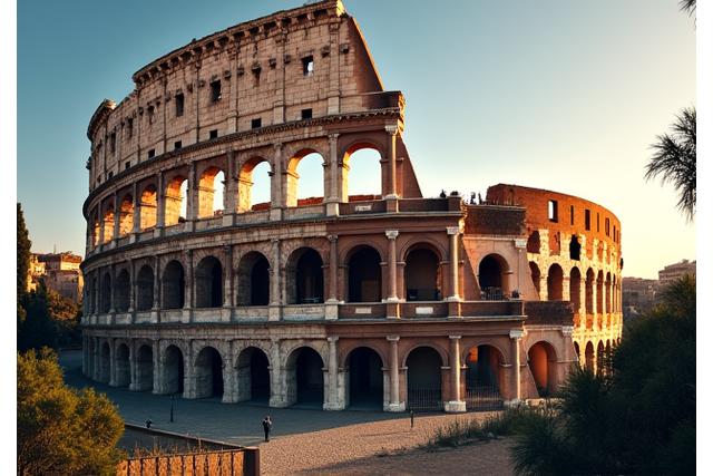 Kolosseum in Rom, Italien, bei goldenem Licht